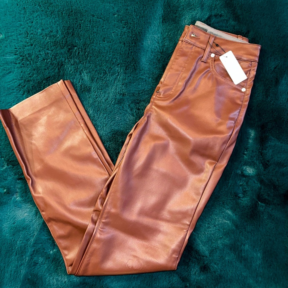 Super High Waisted Faux Leather ‘90s Slim Pant